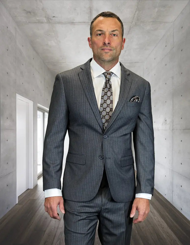 Statement AG-102 Grey Super 200's Italian Wool Suit