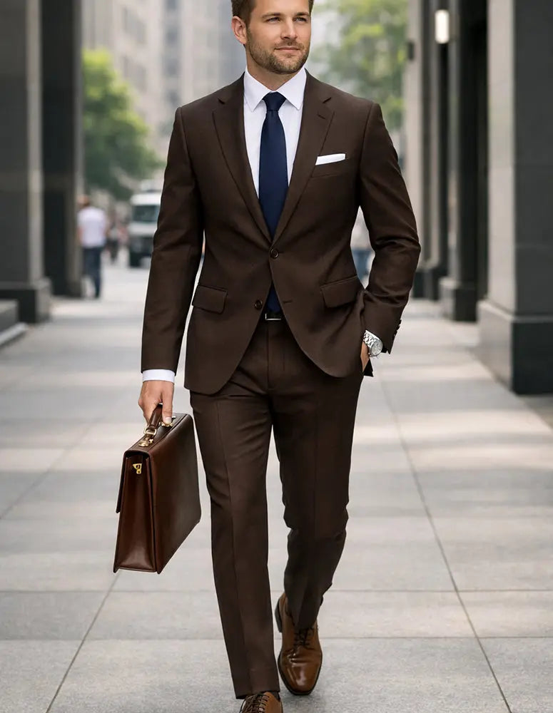 Statement AG-111 Brown Super 200's Italian Wool Suit