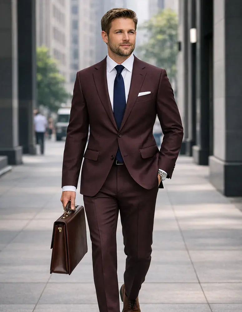 Statement AG-111 Burgundy Super 200's Italian Wool Suit