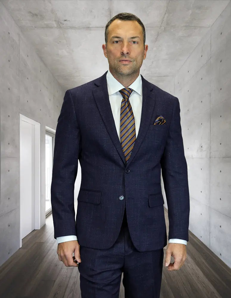 Statement AG-112 Navy Super 200's Italian Wool Suit