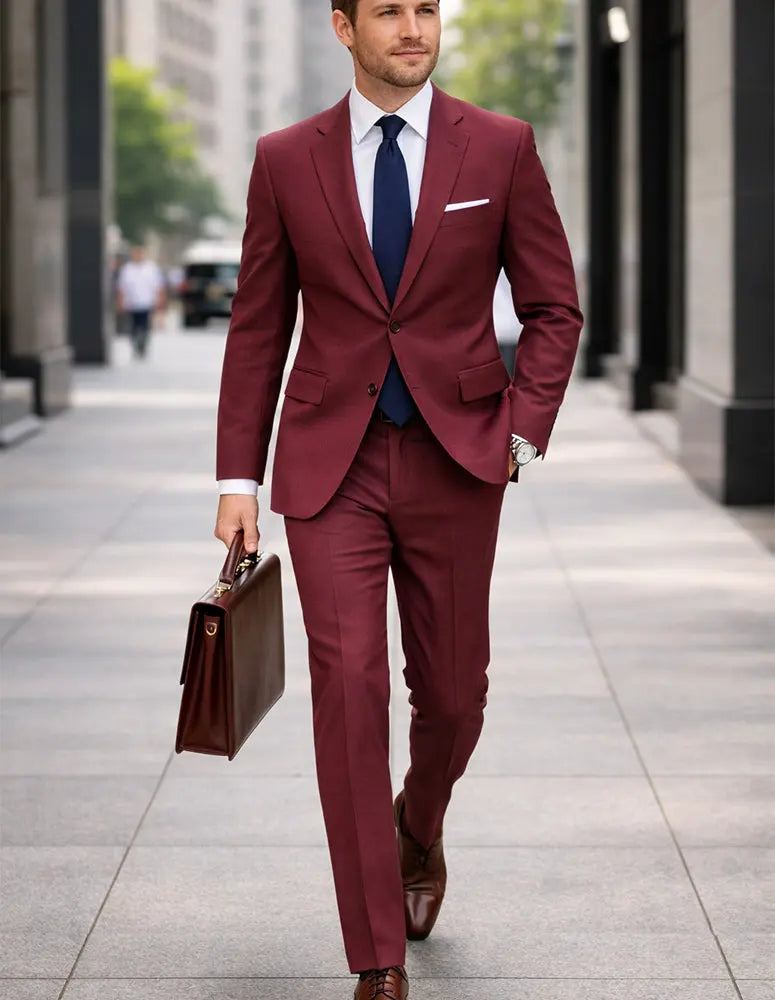 Statement AG-113 Burgundy Super 200's Italian Wool Suit