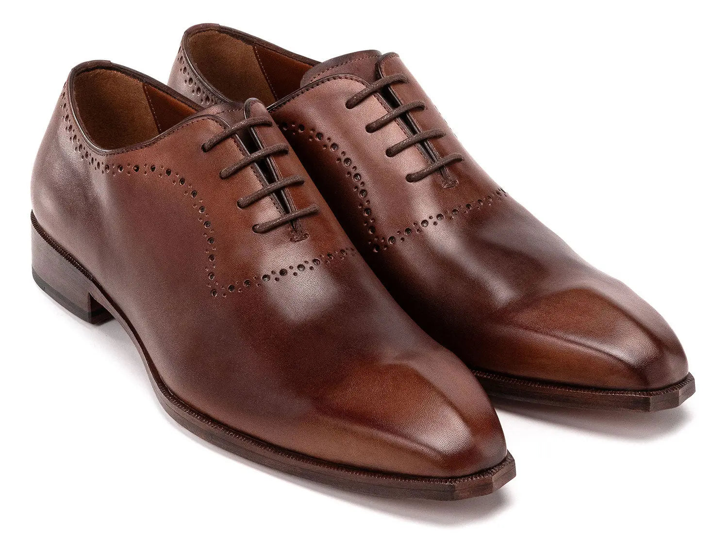 Paul Parkman Men's Antique Brown Calfskin Genuine Leather Oxfords (ID#AG444BRW) PAUL PARKMAN