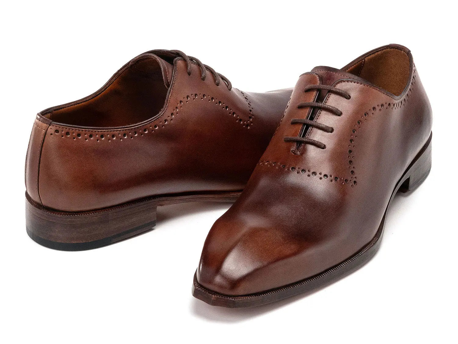 Paul Parkman Men's Antique Brown Calfskin Genuine Leather Oxfords (ID#AG444BRW) PAUL PARKMAN