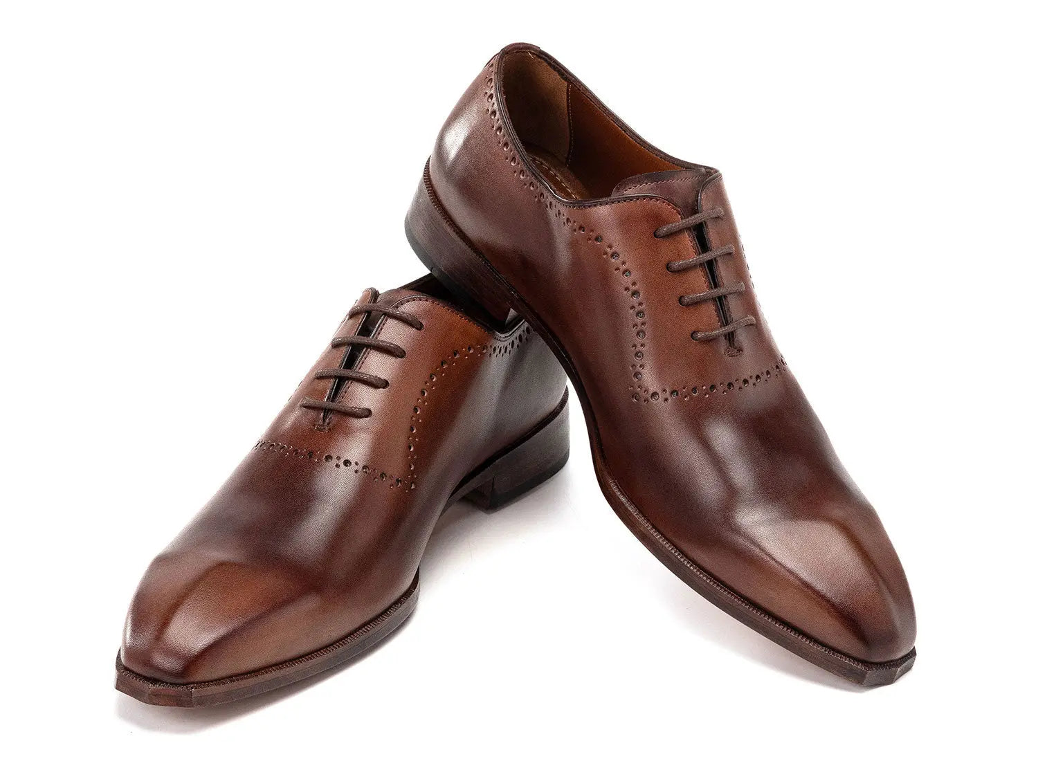 Paul Parkman Men's Antique Brown Calfskin Genuine Leather Oxfords (ID#AG444BRW) PAUL PARKMAN