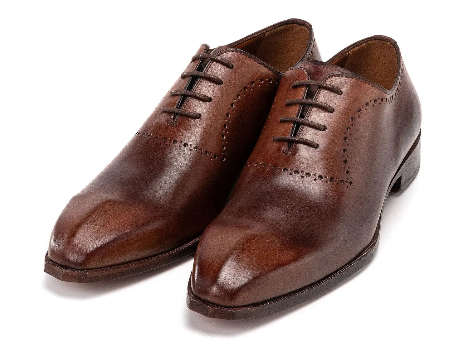 Paul Parkman Men's Antique Brown Calfskin Genuine Leather Oxfords (ID#AG444BRW) PAUL PARKMAN