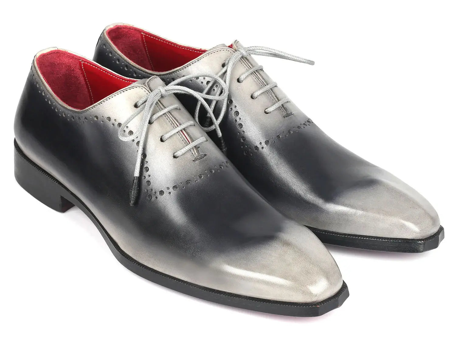 Paul Parkman Men's Gray Hand-Painted Genuine Leather Oxfords (ID#AG445GRY) PAUL PARKMAN