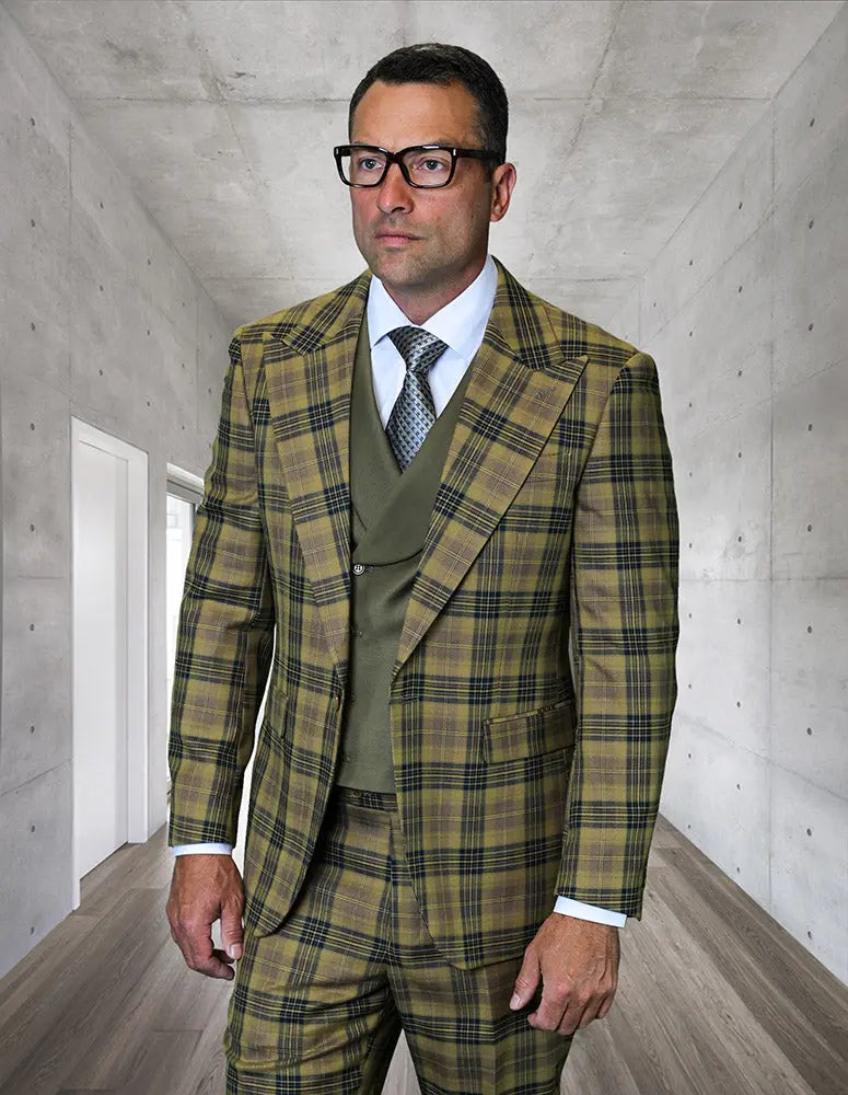 Statement Ancona Bronze Super 200's Italian Wool Vested Suit