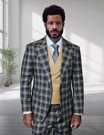 Statement Ancona Eggplant Super 200's Italian Wool Vested Suit