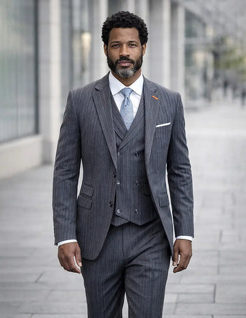 Statement Angelini Charcoal Super 200's Italian Wool Vested Suit