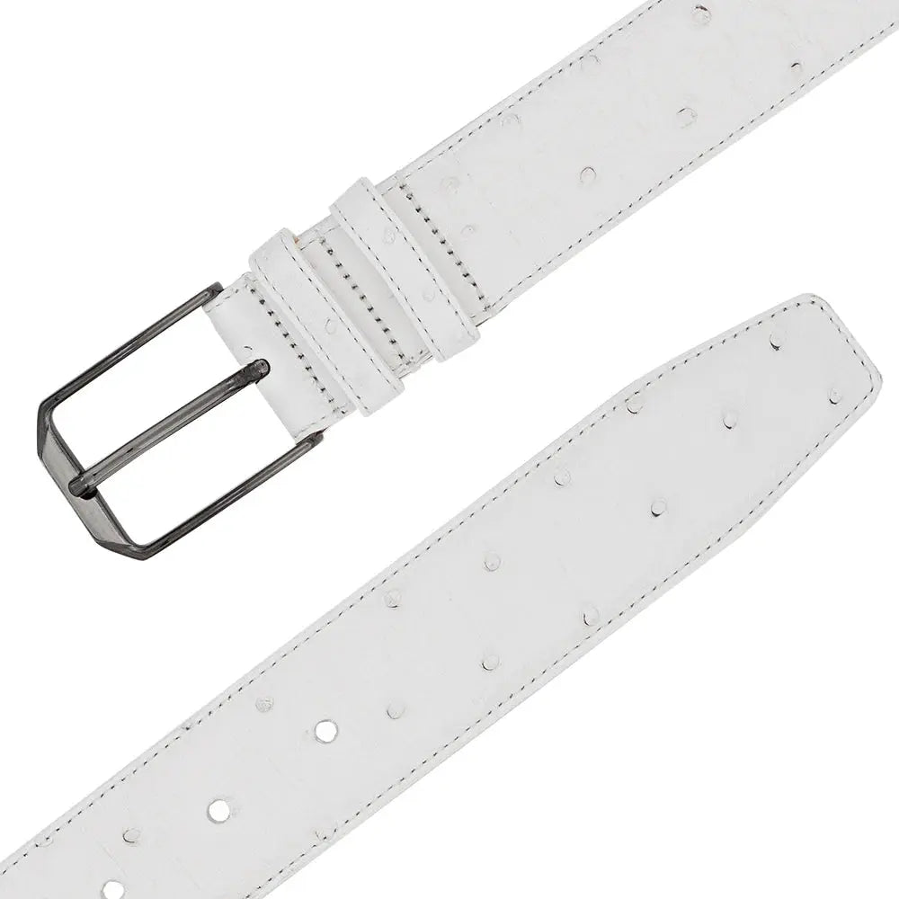 Mezlan AO11678 White Genuine Ostrich Skin Belt
