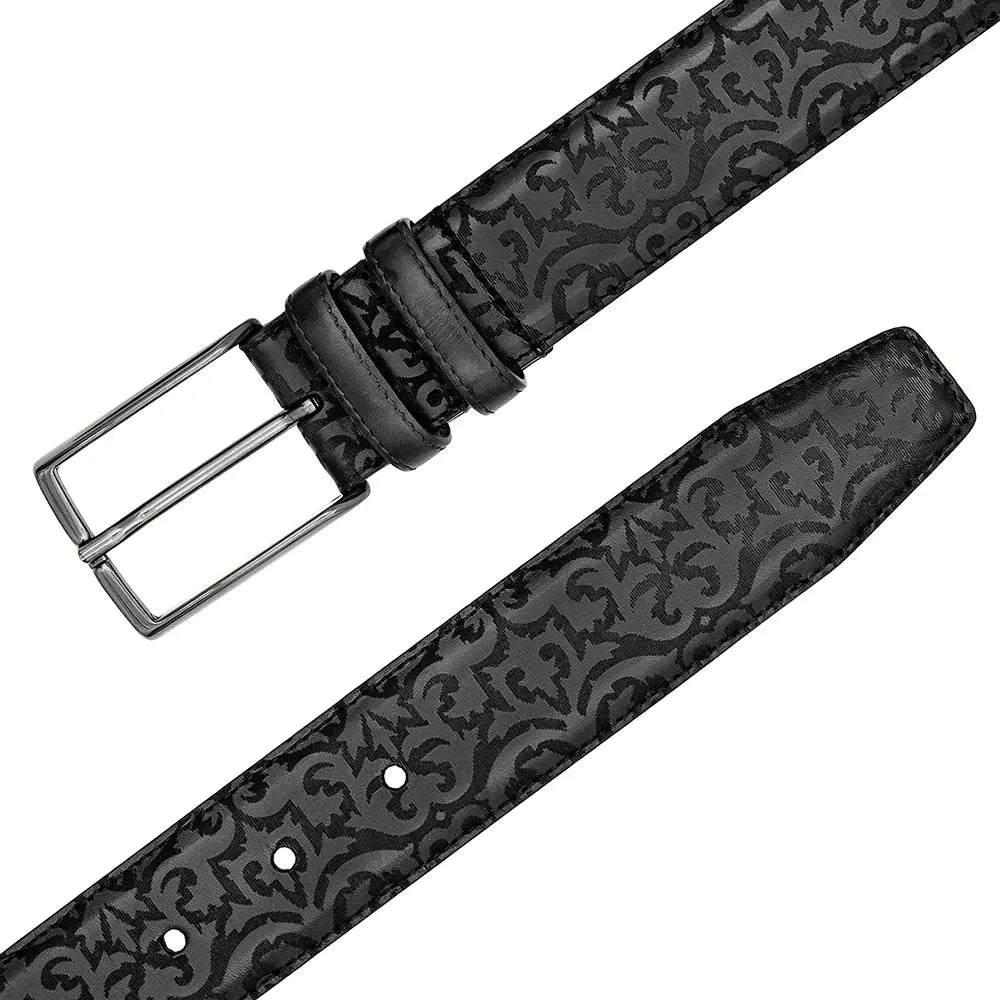 Mezlan AO11677 Black Genuine Leather Calfskin Belt