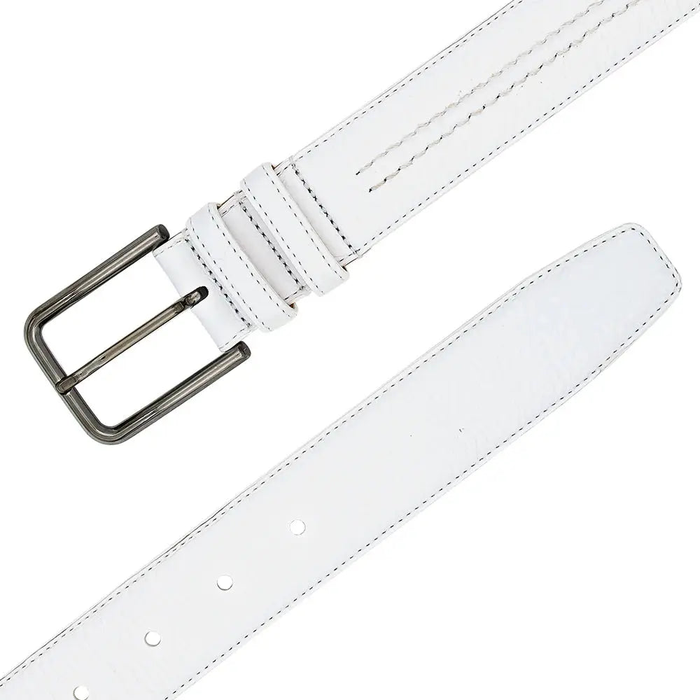 Mezlan AO11671 White Genuine Leather Deerskin Belt