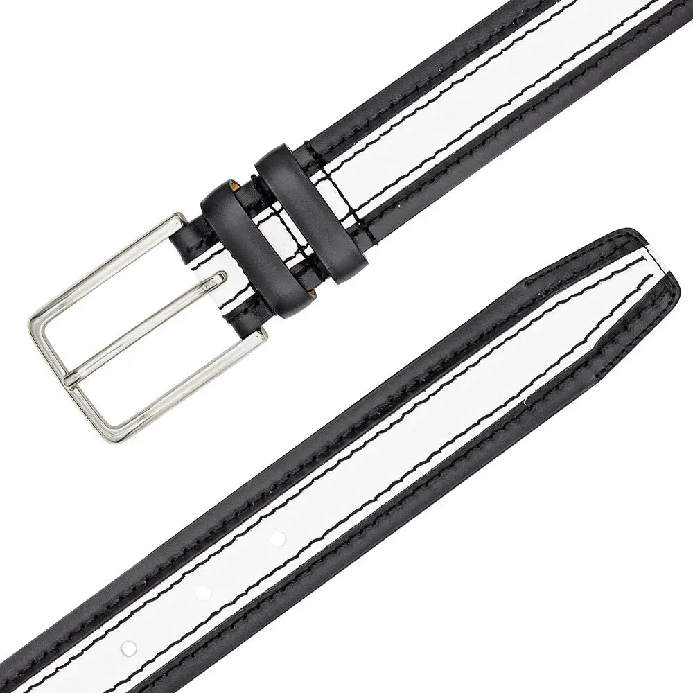 Mezlan AO11670 Black/White Genuine Two-Tone Leather Belt