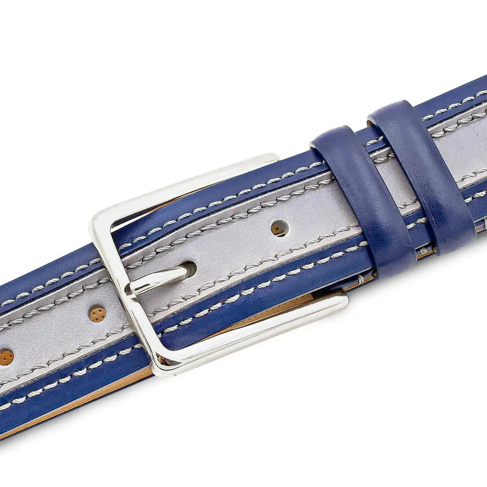 Mezlan AO11670 Blue/Grey Genuine Two-Tone Leather Belt