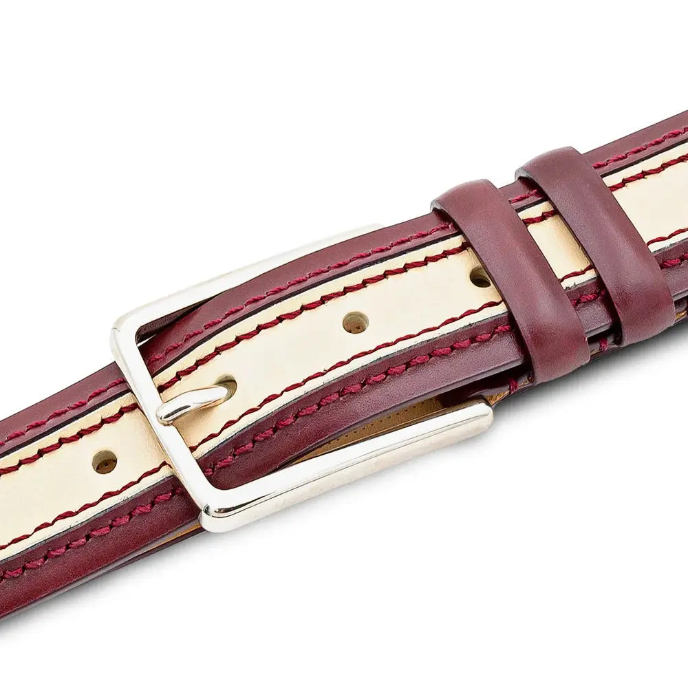 Mezlan AO11670 Red/Bone Genuine Two-Tone Leather Belt