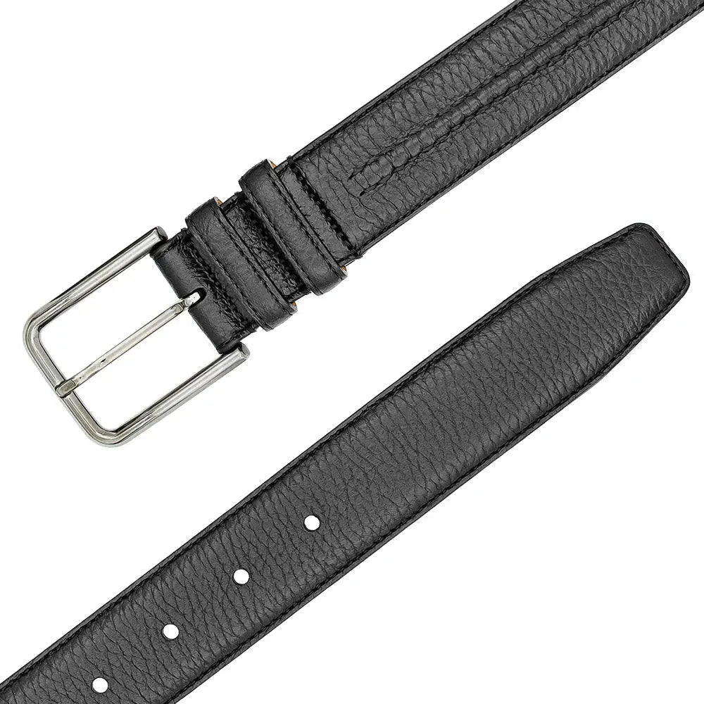 Mezlan AO11671 Black Genuine Leather Deerskin Belt