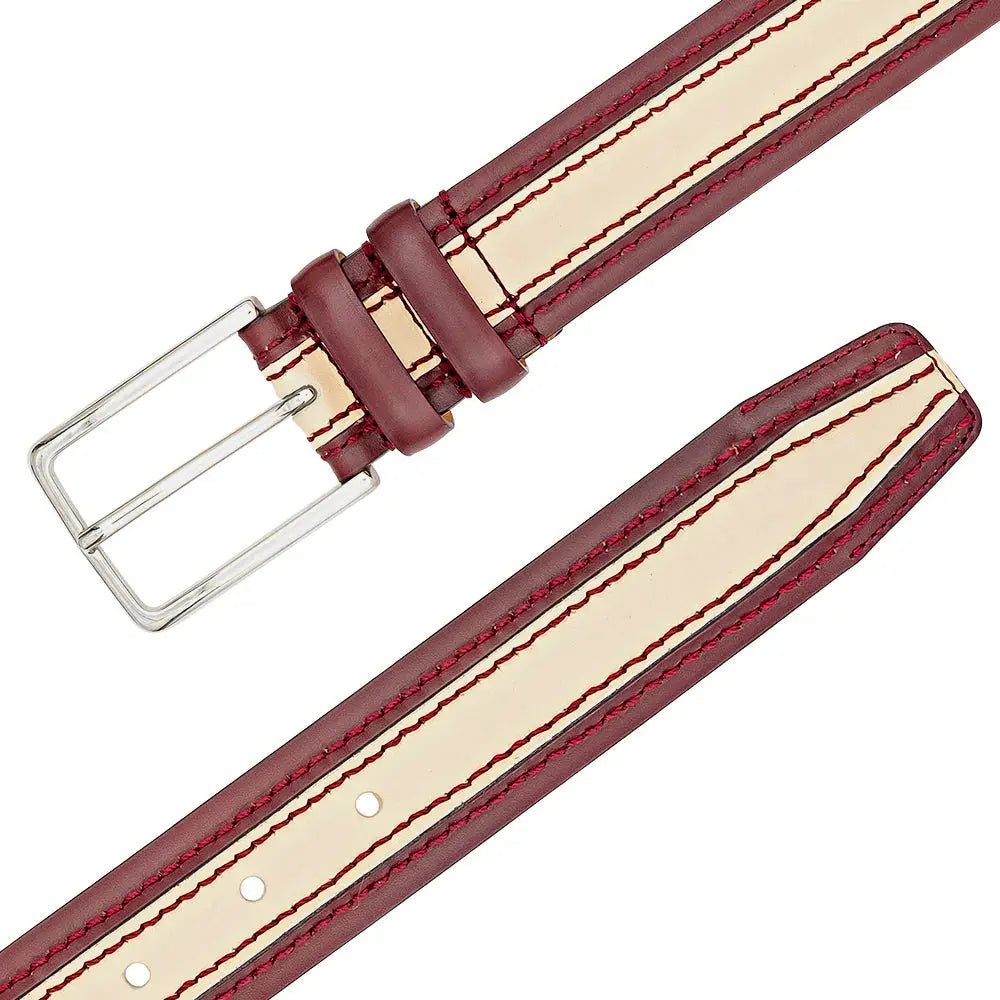 Mezlan AO11670 Red/Bone Genuine Two-Tone Leather Belt