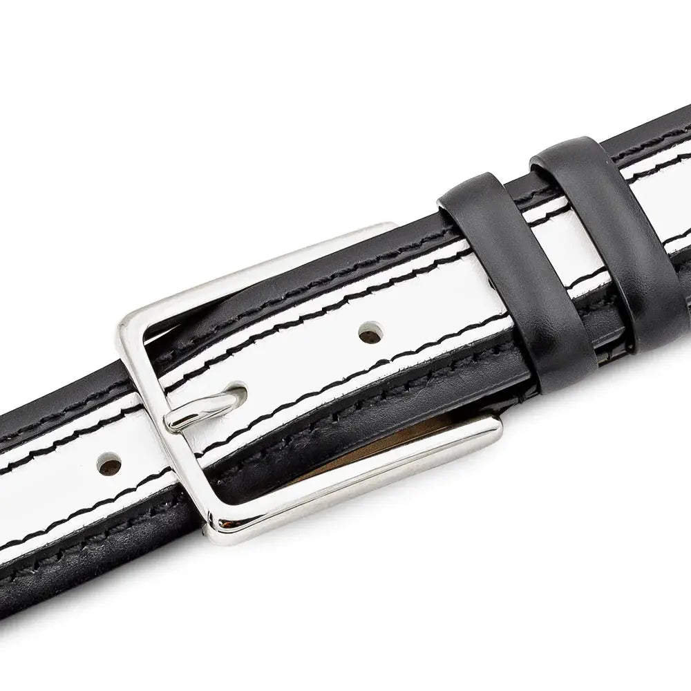 Mezlan AO11670 Black/White Genuine Two-Tone Leather Belt