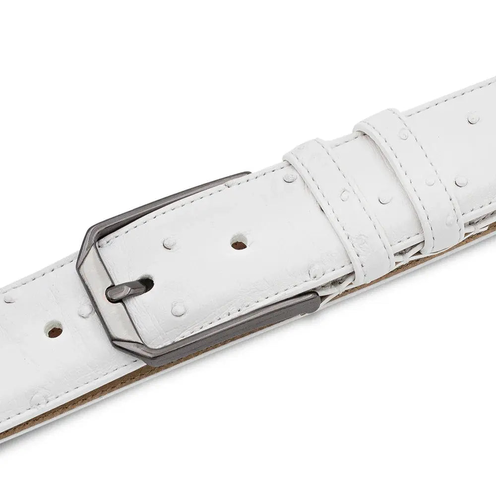 Mezlan AO11678 White Genuine Ostrich Skin Belt
