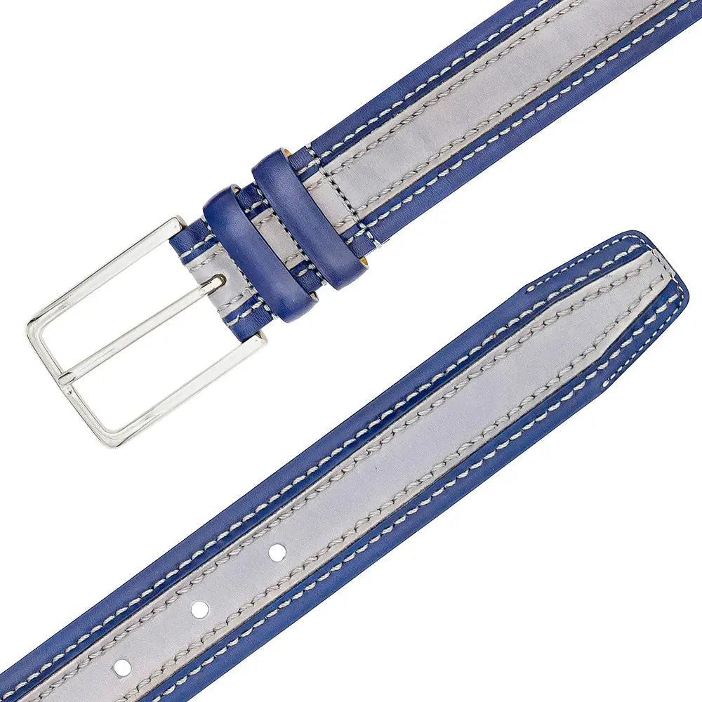 Mezlan AO11670 Blue/Grey Genuine Two-Tone Leather Belt