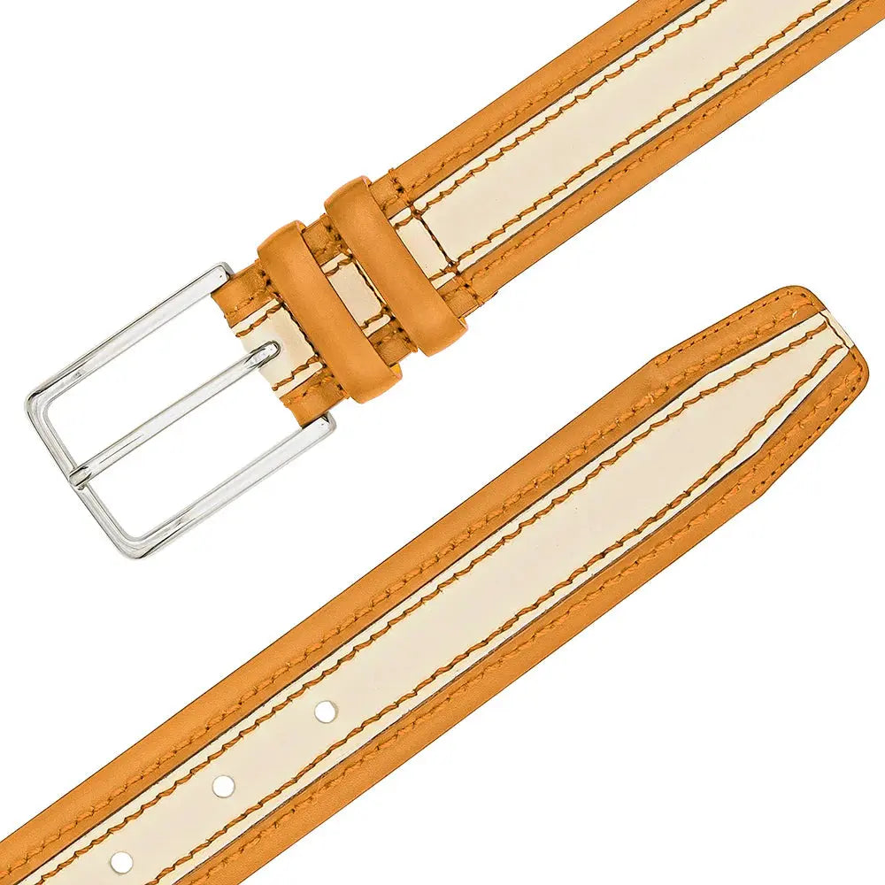 Mezlan AO11670 Camel/Bone Genuine Two-Tone Leather Belt