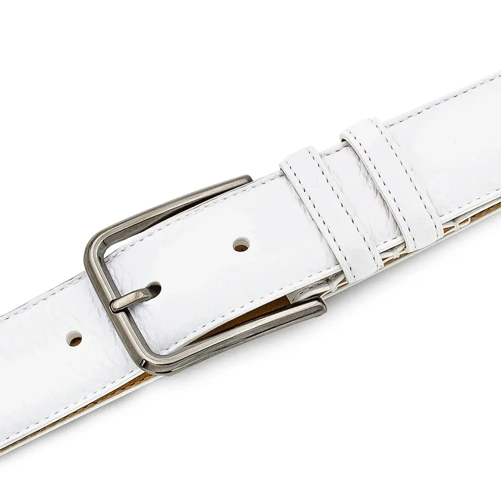 Mezlan AO11671 White Genuine Leather Deerskin Belt