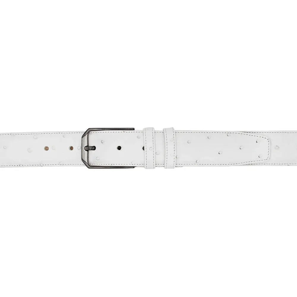 Mezlan AO11678 White Genuine Ostrich Skin Belt