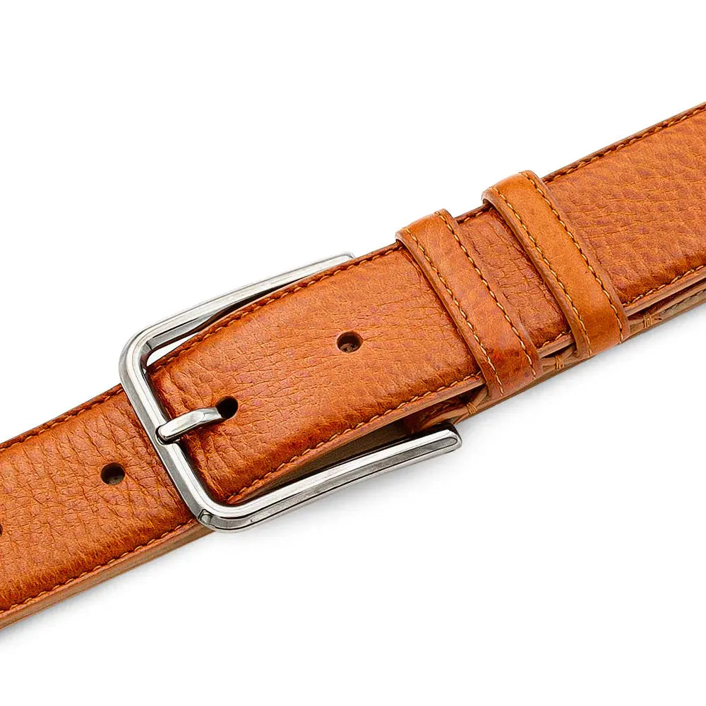 Mezlan AO11671 Cognac Genuine Leather Deerskin Belt