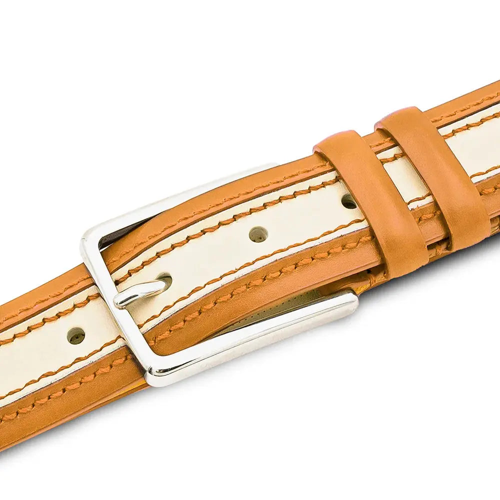 Mezlan AO11670 Camel/Bone Genuine Two-Tone Leather Belt