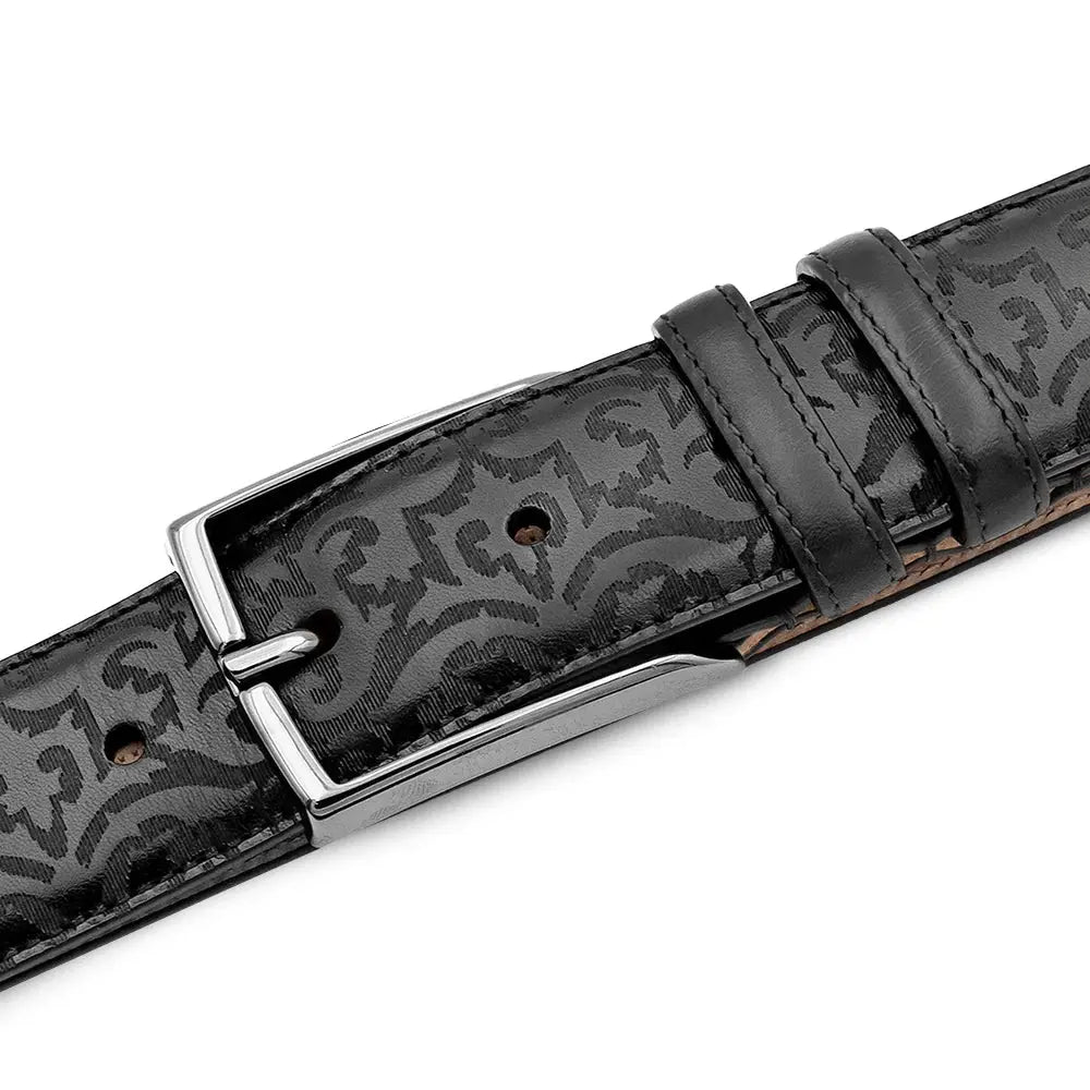 Mezlan AO11677 Black Genuine Leather Calfskin Belt