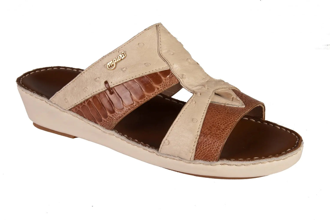 Mauri 5139 Light Cognac/Cream/Winter White Genuine Ostrich Leg/Hornback/Ostrich Sandals