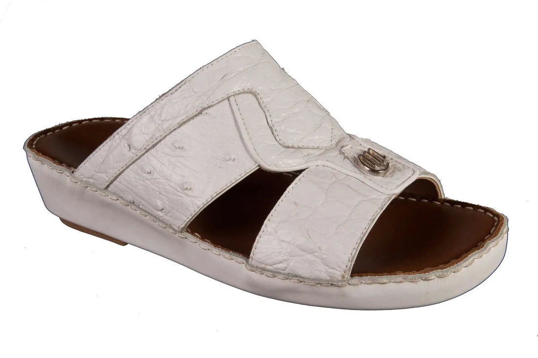 Mauri 5149 White Genuine Alligator/Ostrich Sandals