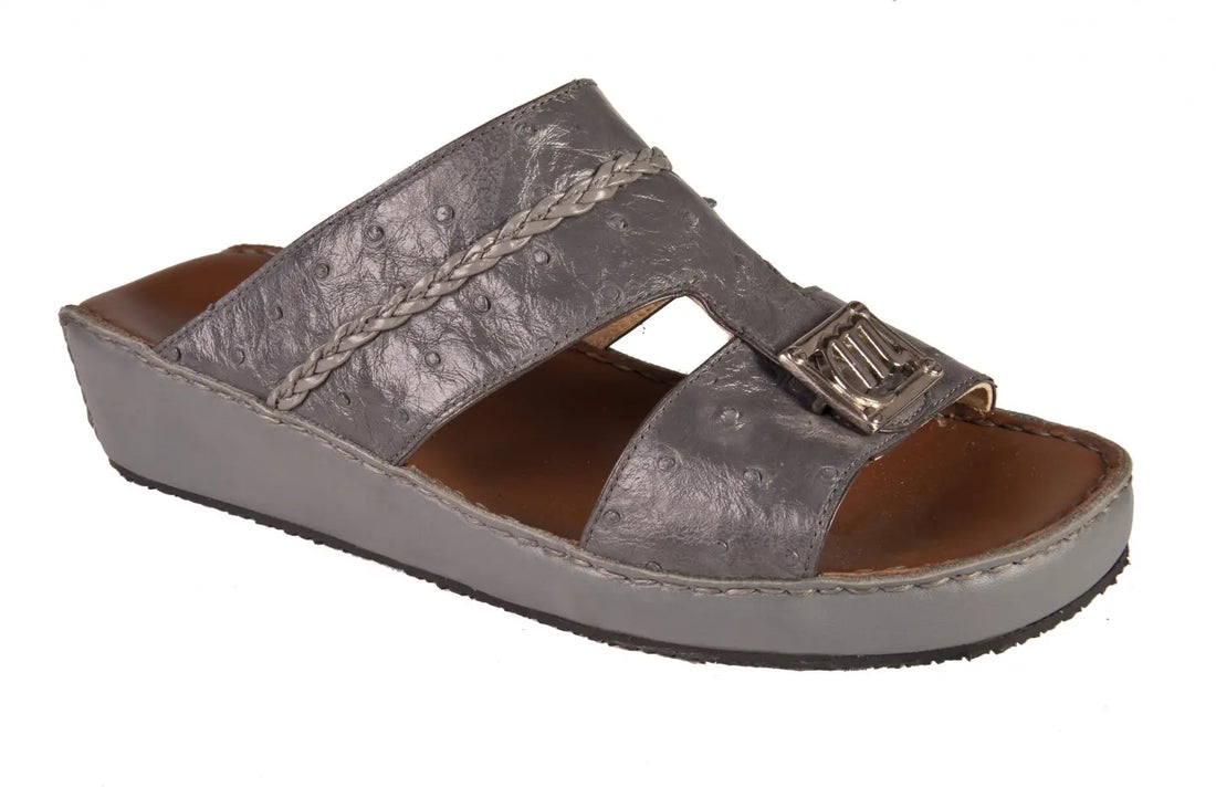 Mauri 5150 Medium Grey Genuine Ostrich Sandals