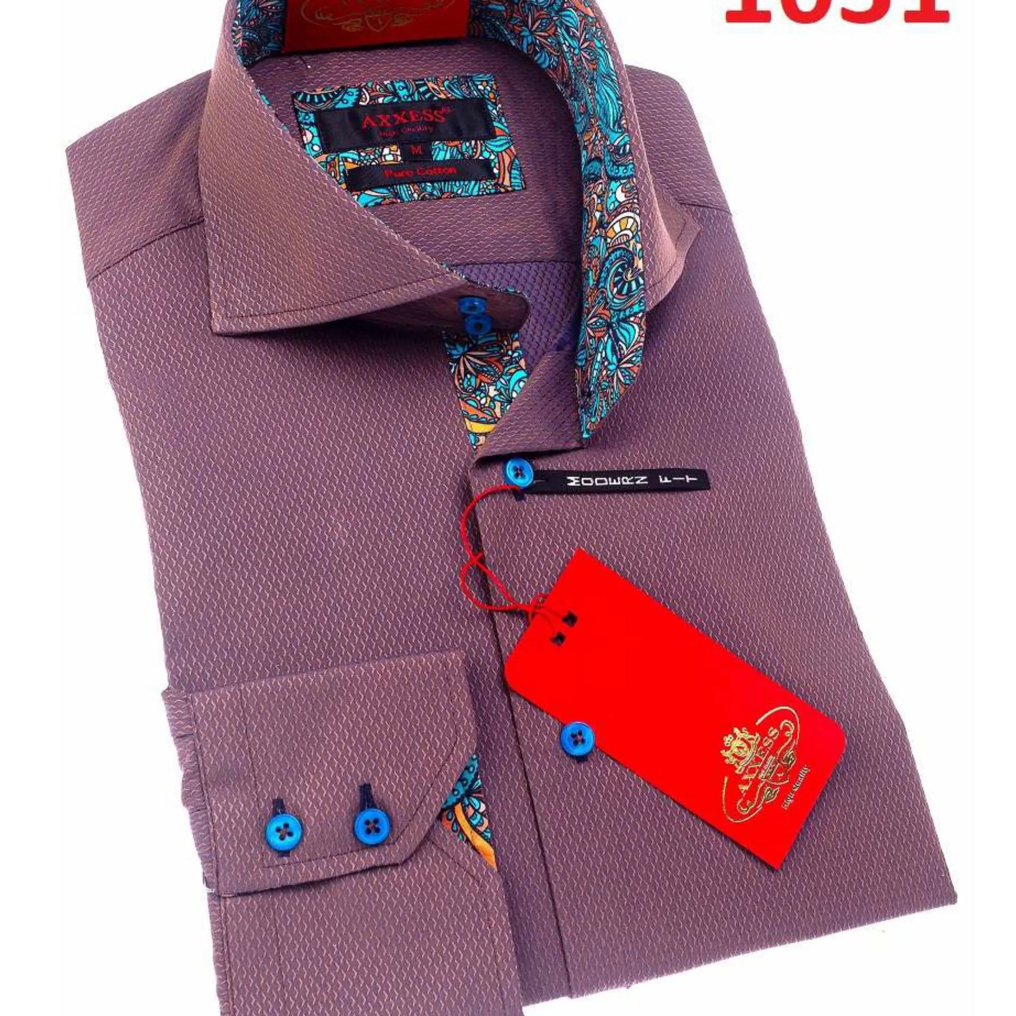Axxess 1031 Mauve Cotton Casual Dress Shirt Axxess 1031 Mauve Cotton Casual Dress Shirt