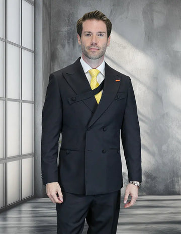 Statement Azone Black Super 200's Italian Wool/Cashmere Suit