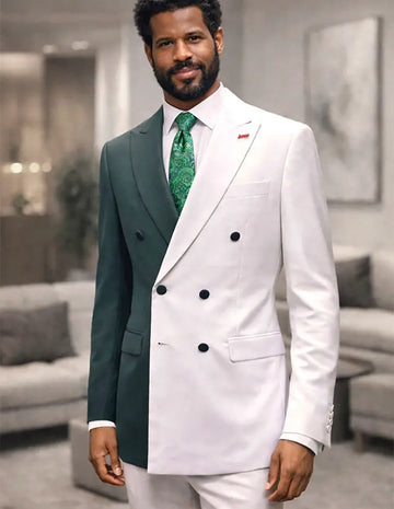 Statement Azul White/Hunter Super 200's Italian Wool/Cashmere Suit