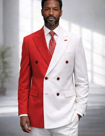 Statement Azul White/Red Super 200's Italian Wool/Cashmere Suit
