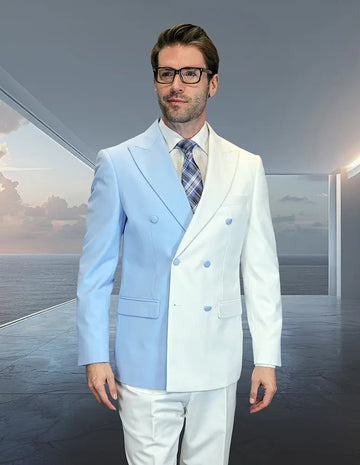 Statement Azul White/Sky Blue Super 200's Italian Wool/Cashmere Suit