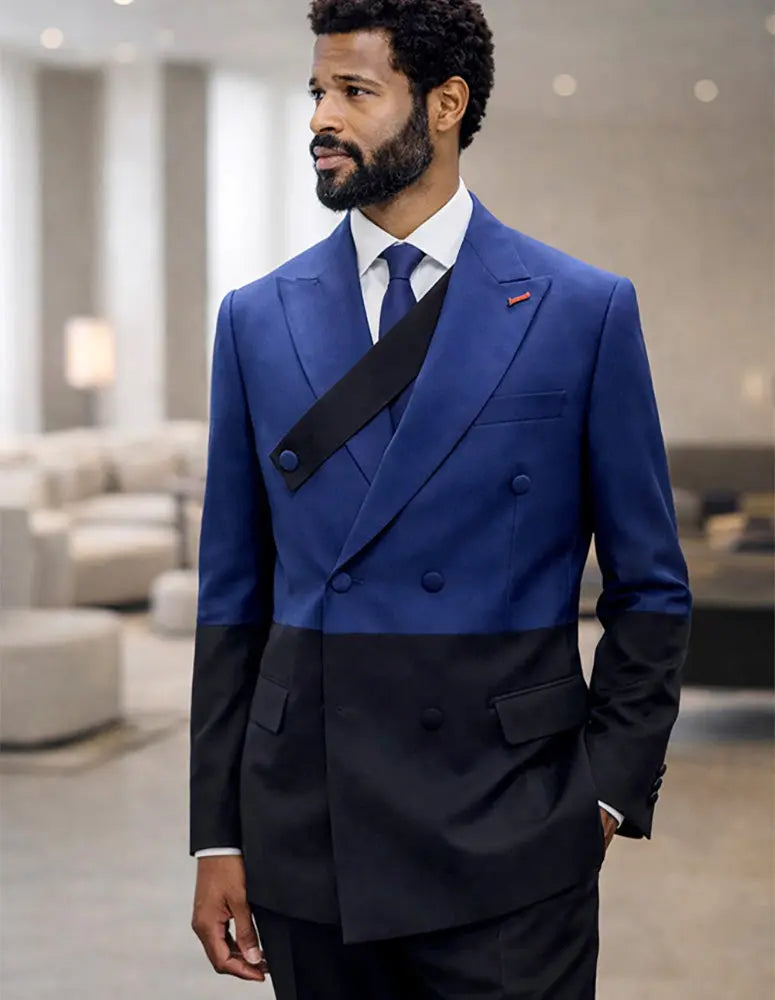 Statement Azura Black/Sapphire Super 200's Italian Wool/Cashmere Suit