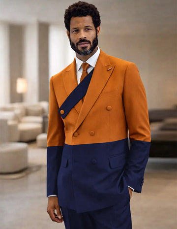 Statement Azura Navy/Rust Super 200's Italian Wool/Cashmere Suit