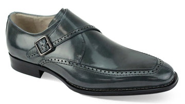Giovanni Amato Grey Genuine Leather Monk Strap Shoes