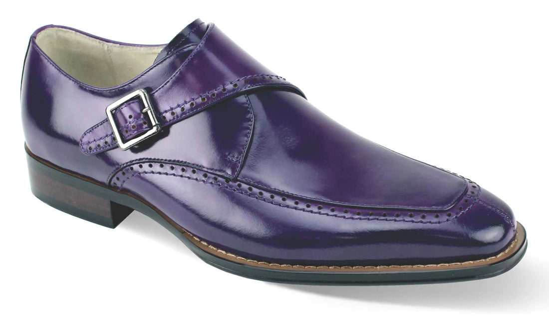 Giovanni Amato Purple Genuine Leather Monk Strap Shoes