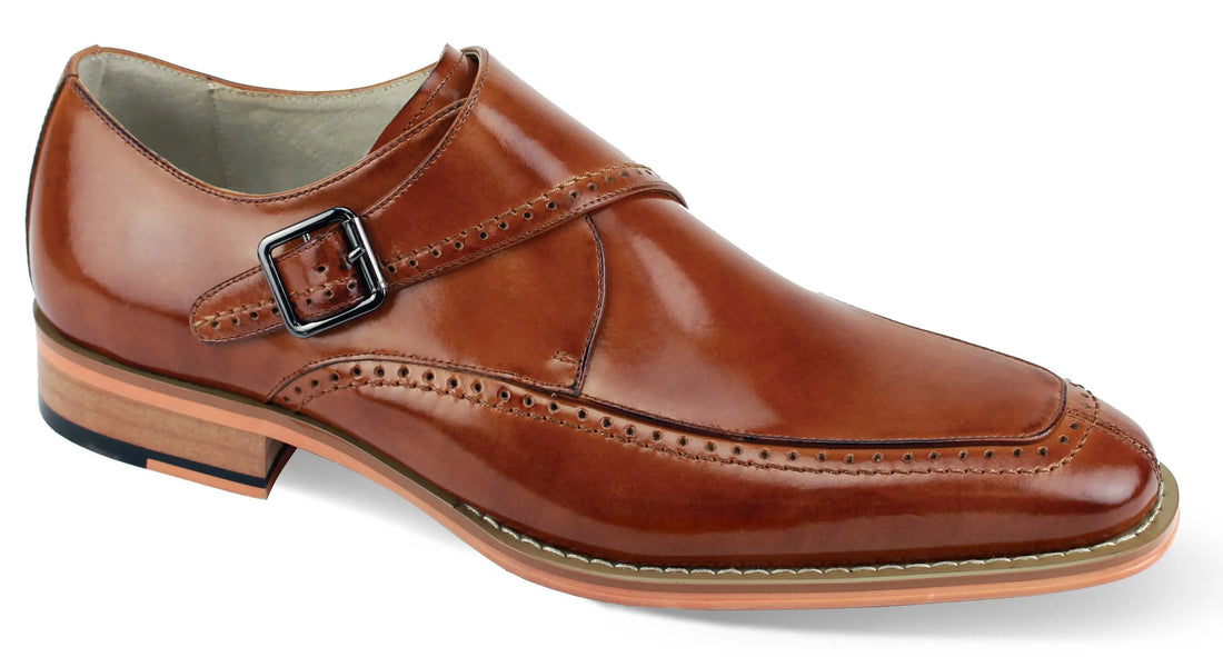 Giovanni Amato Tan Genuine Leather Monk Strap Shoes