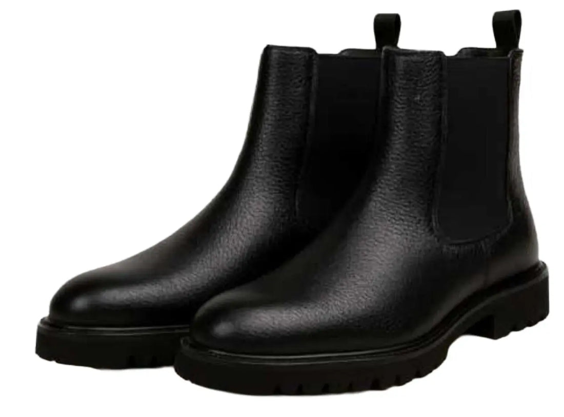 Belvedere Asher Black Genuine Leather Italian Deerskin Boots