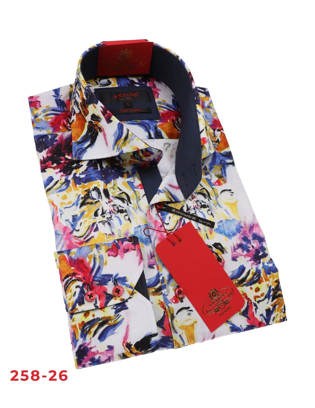 Axxess 258-26 Multicolor Cotton Casual Dress Shirt