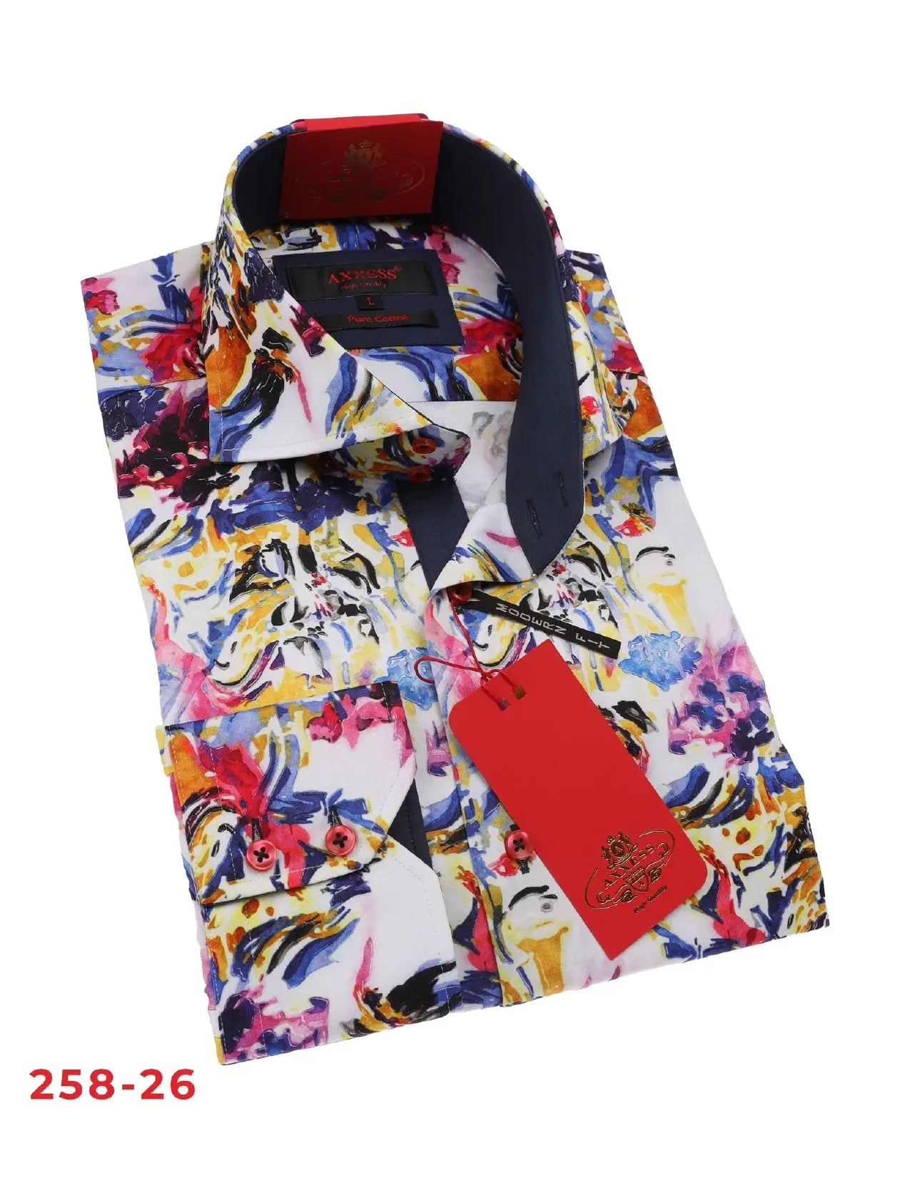 Axxess 258-26 Multicolor Cotton Casual Dress Shirt