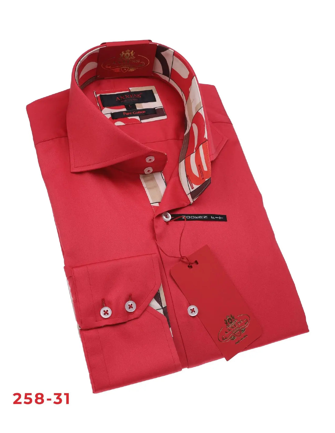 Axxess 258-31 Red Cotton Casual Dress Shirt