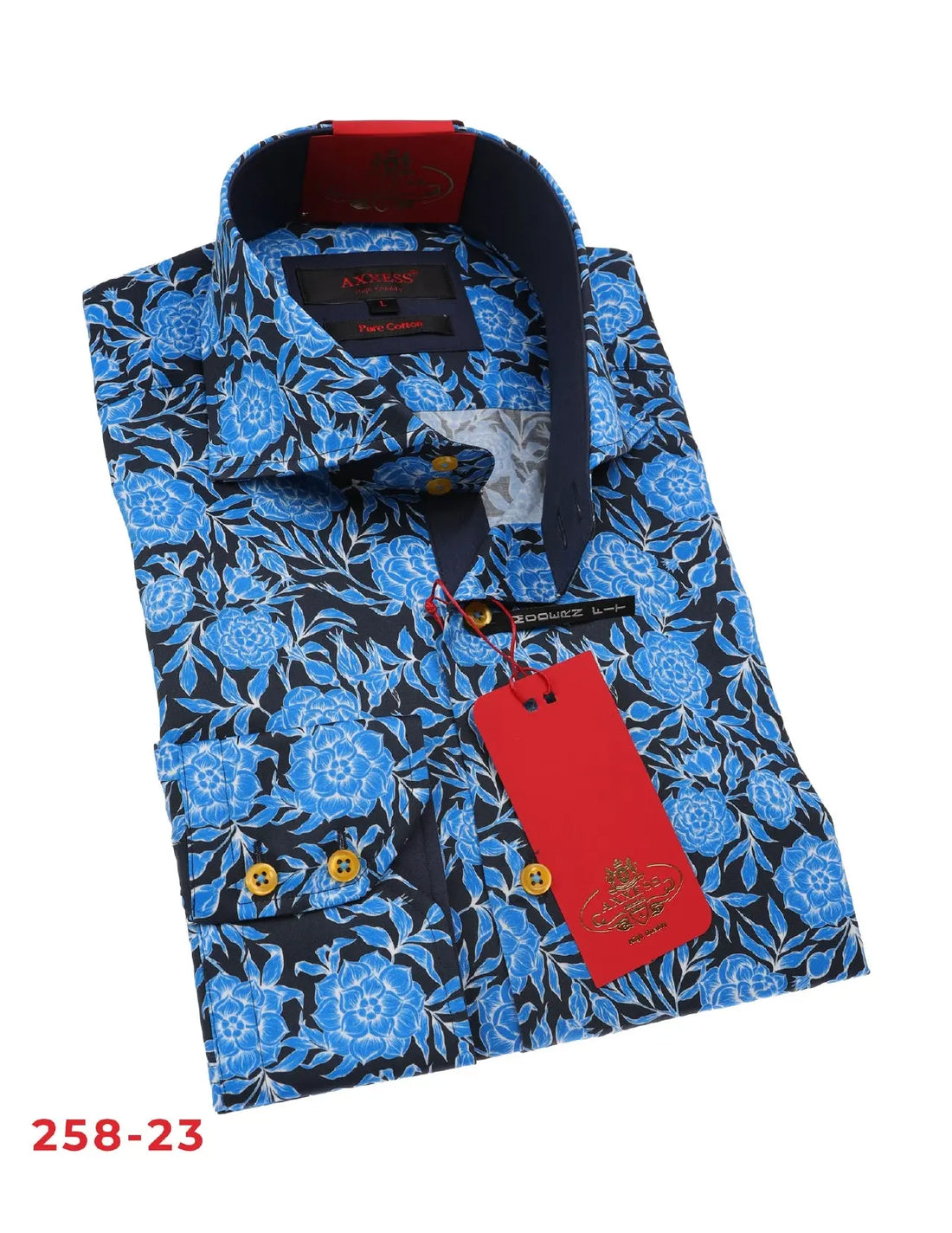 Axxess 258-23 Navy/Royal Cotton Casual Dress Shirt