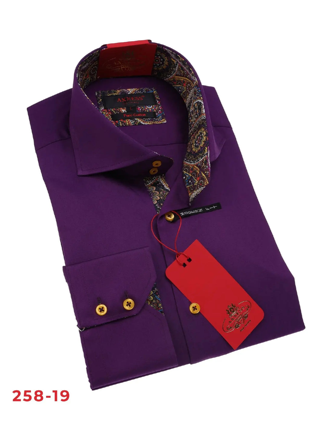 Axxess 258-19 Plum Cotton Casual Dress Shirt