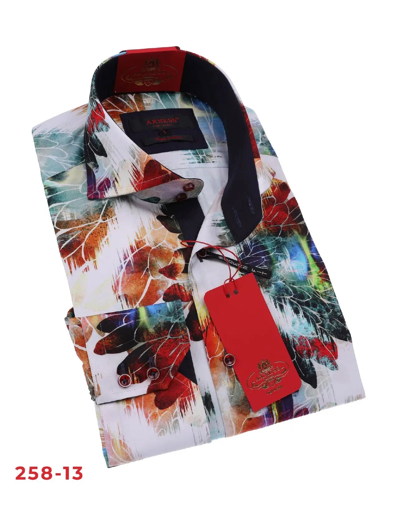 Axxess 258-13 Multicolor Cotton Casual Dress Shirt